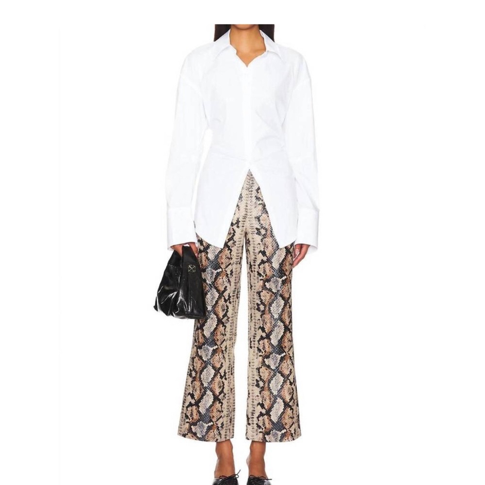 Simon Miller Beige Snakeskin Wide-Leg Pants